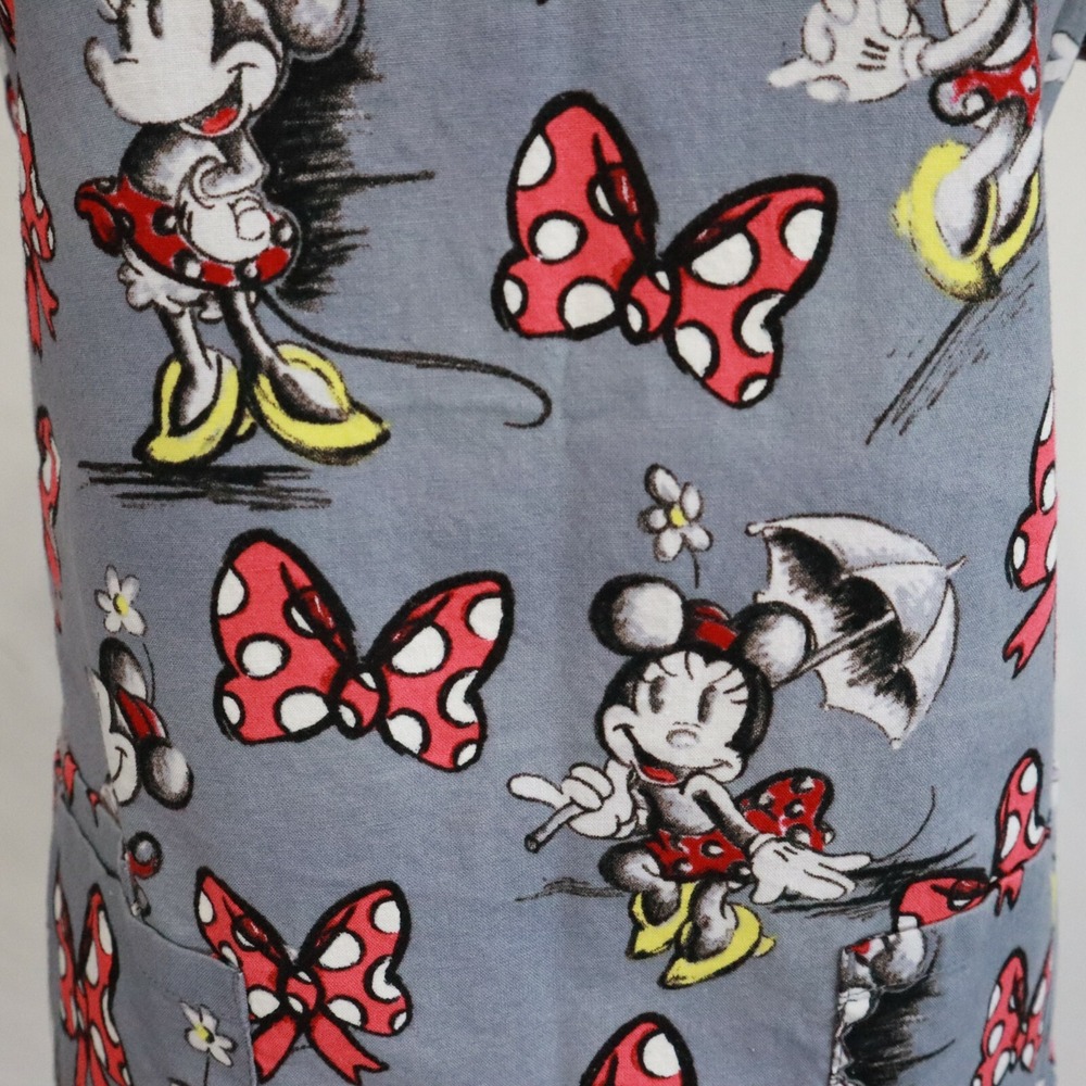 Disney Scrub Top Womens XS Minnie Mouse Medical Uniform V-Neck Gray Short Sleeve - Picture 6 of 8